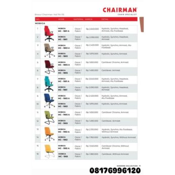 Kursi Kantor Chairman MOBICA MC 1801 A 1801 1803 A 1803 1805 A 1805 1901 A 1901 1903 A 1903 1905 A 1905 1953 A 1953 1955 A 1955