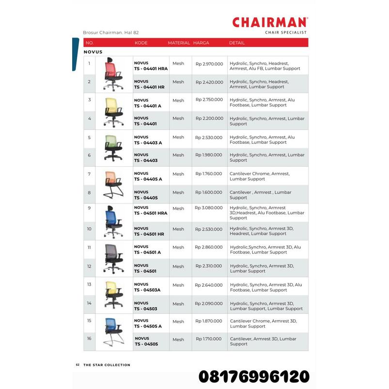 Kursi Kantor Chairman NOVUS TS 04401 HRA 04401 HR 04401 A 04401 04403 A 04403 04405 A 04405 04501 HRA 04501 HR 04501 A 04501 04503 A 04503 04505 A 04505