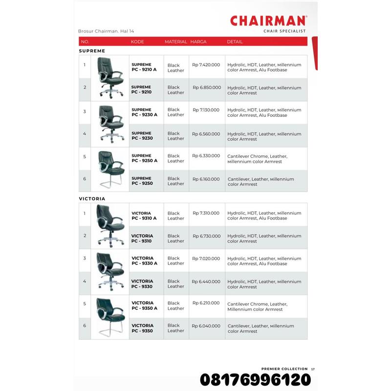 Kursi Kantor Chairman SUPREME 9210 A 9210 9230 A 9230 9250 A 9250 & VICTORIA 9310 A 9310 9330 A 9330 9350 A 9350