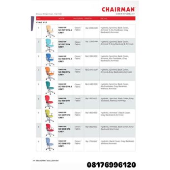 Kursi Kantor Chairman VINO VIP SC 1107 SYN A 1107 SYN 1108 SYN A 1108 SYN 1109 SYN A 1109 SYN 1207 STD 1208 STD 1209 STD GREY