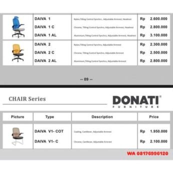 Kursi Kantor Donati DAIVA 1 C AL, 2 C AL, V1 – COT, V1- C