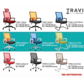 Kursi Kantor Donati Decco TRAVI 1 (Black) TRAVI 2 (Black) TRAVI 3 VCOT (Black) TRAVI 2 (White)-LW TRAVI 2 C (White) TRAVI 3 VC (White) TRAVI 2 (Grey)-LG TRAVI 2 C (Grey) TRAVI 3 VC (Grey)