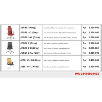 Kursi Kantor Donati JESSI 1 C AL (Grey), 2 C AL (Grey), V1 – Cot (Grey), V1 – C (Grey)