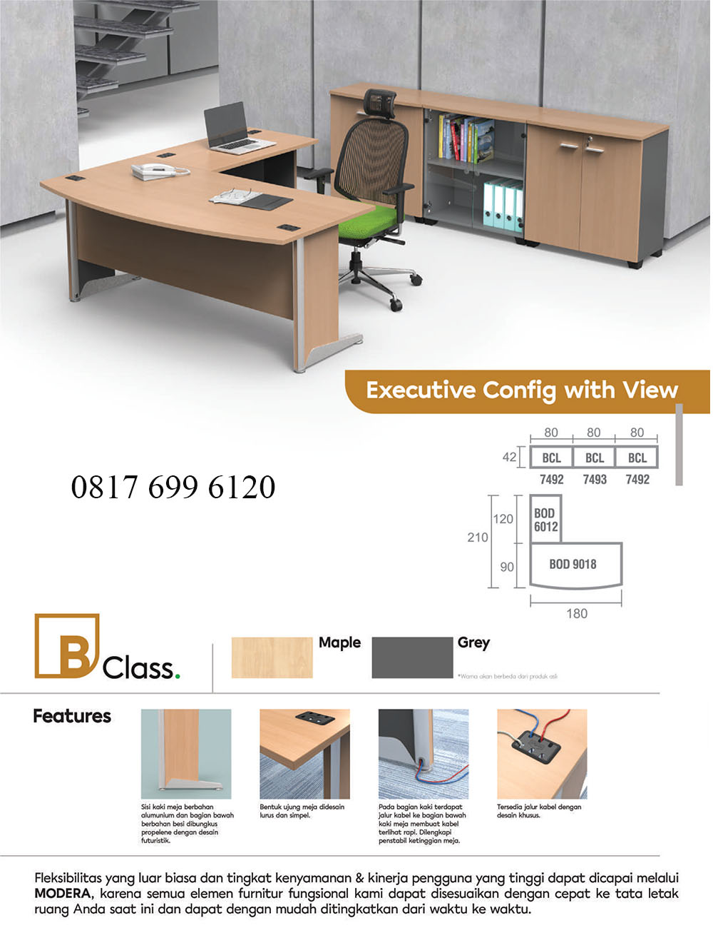 Meja Kantor Lemari Arsip Modera B Class Executive Config Set