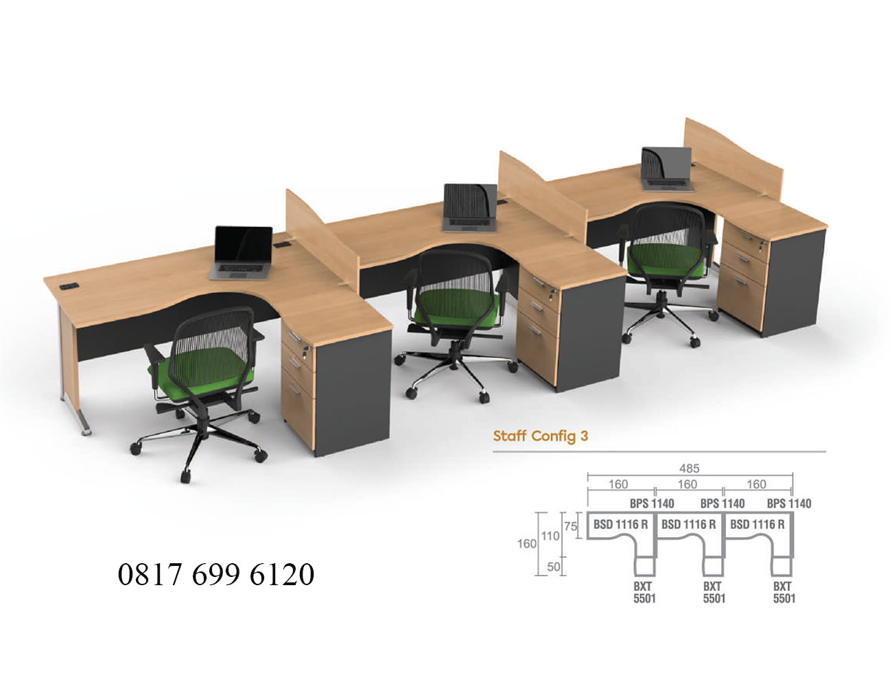 Meja Kantor Modera B Class Staff Config 3