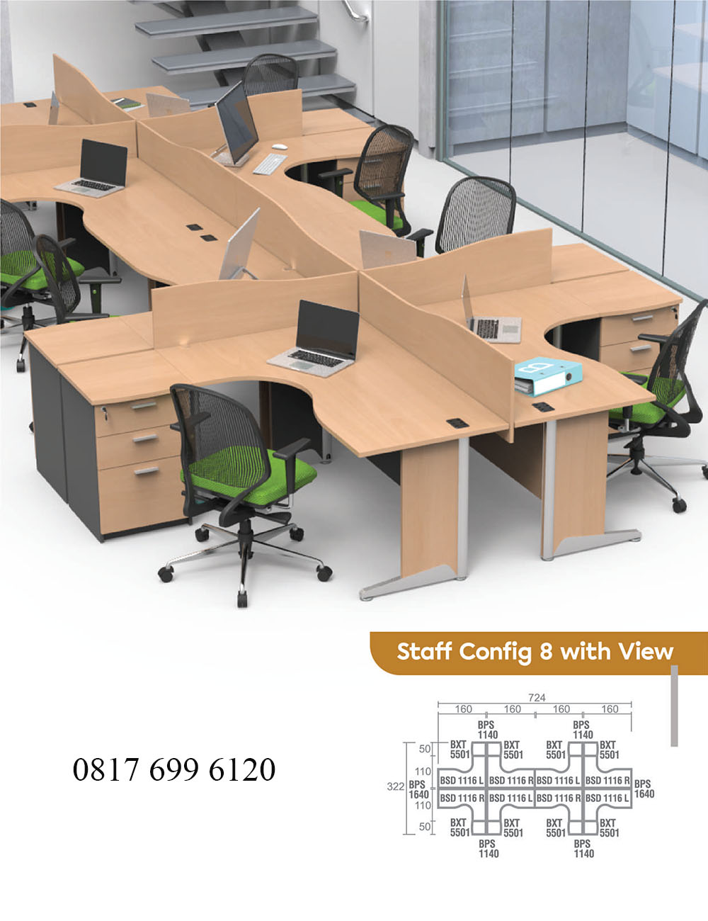 Meja Kantor Modera B Class Staff Config 8