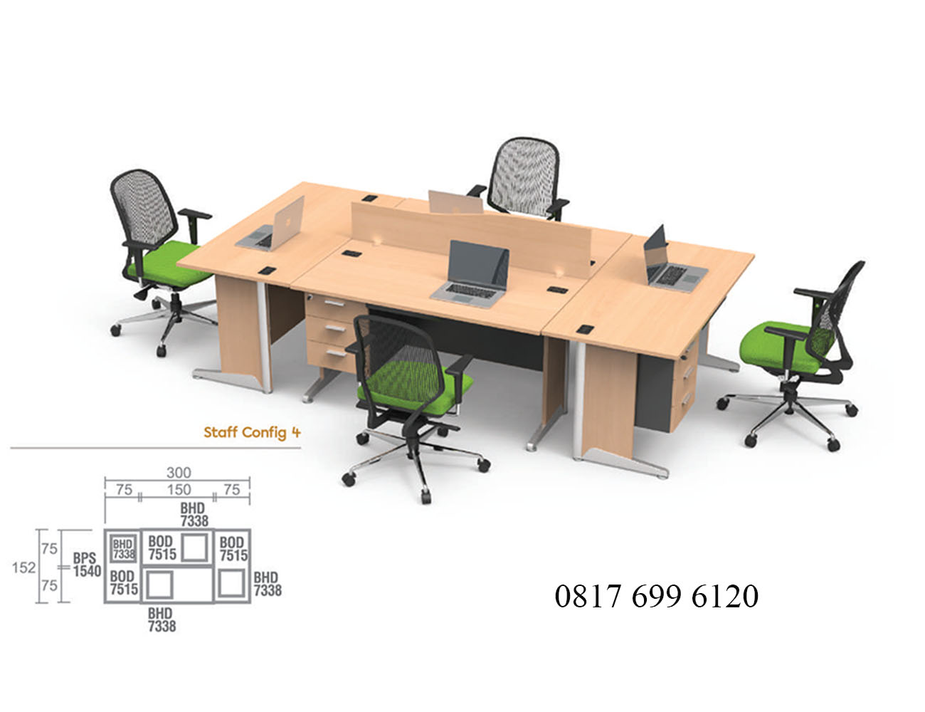 Meja Kantor Modera B Class Staff Config 4