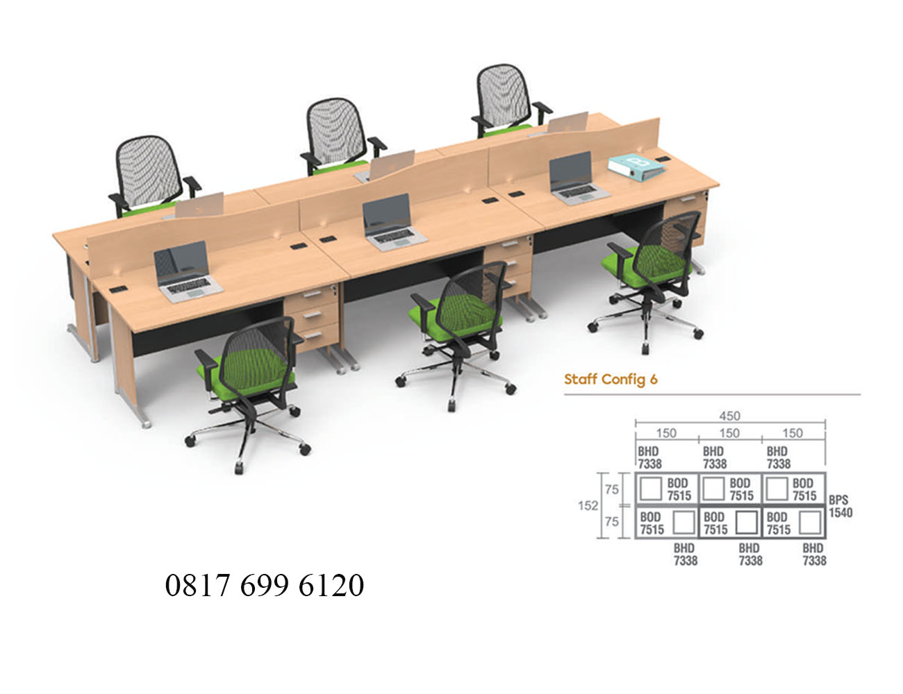 Meja Kantor Modera B Class Staff Config 6
