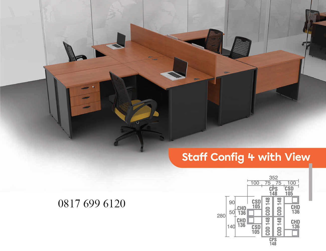 Meja Kantor Modera C Class Staff Config 4