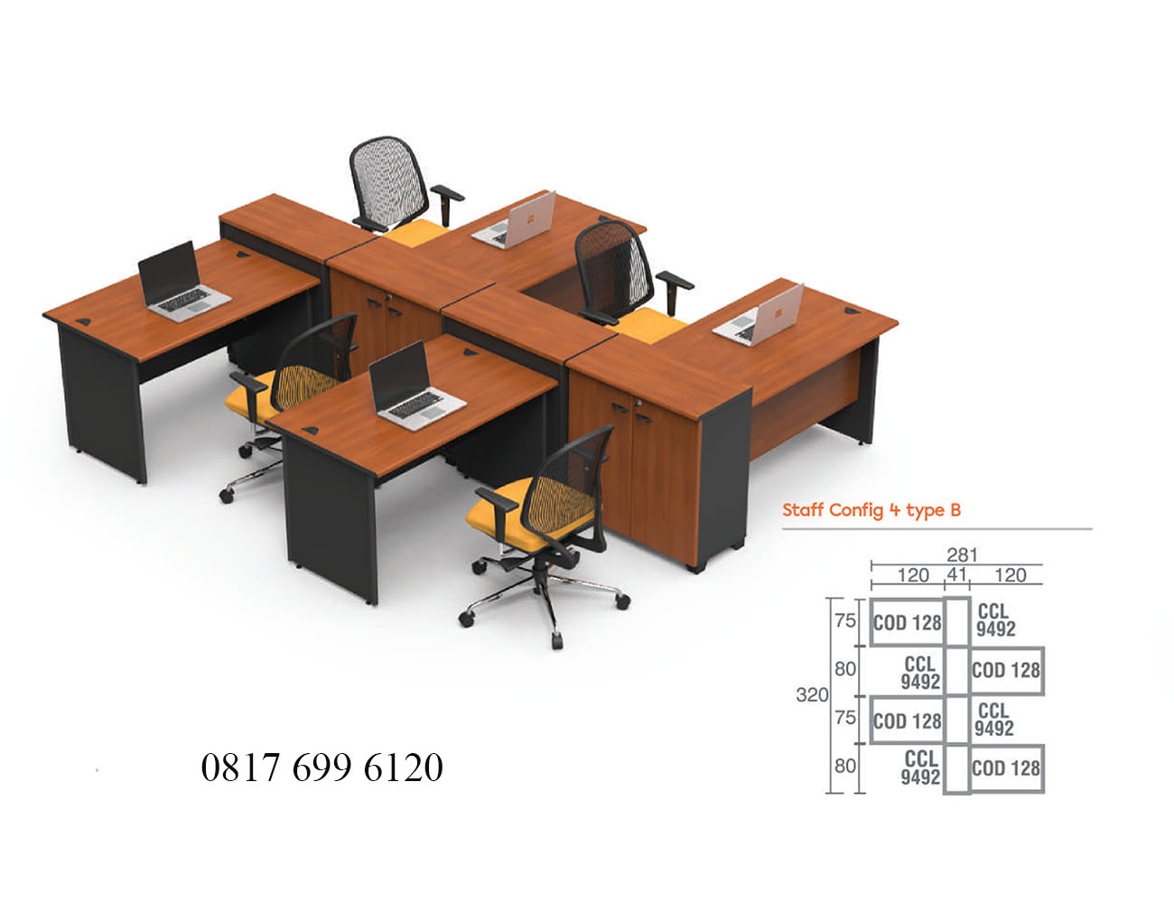 Meja Kantor Modera C Class Staff Config 4 Type B
